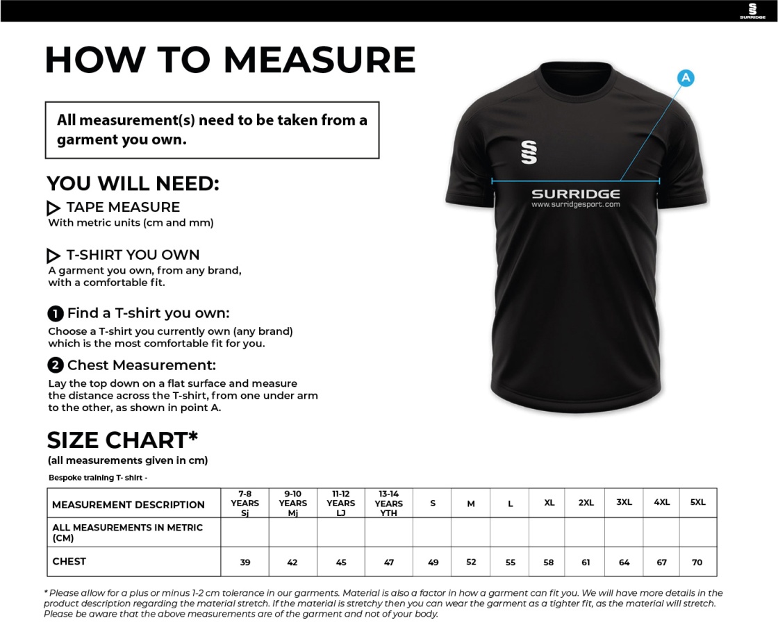 Preston Panthers - Impact T-Shirt - Men's Fit - Size Guide