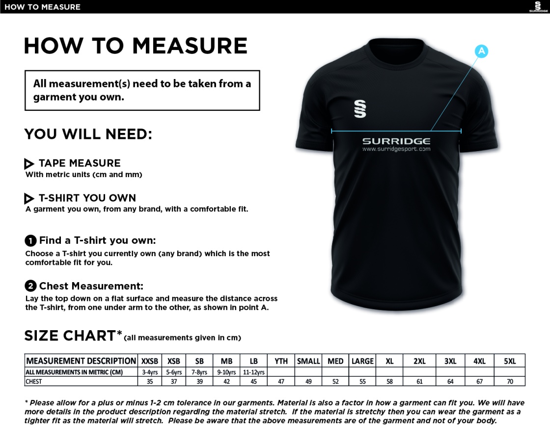 Preston Panthers - Dual Training Vest - Unisex Fit - Size Guide